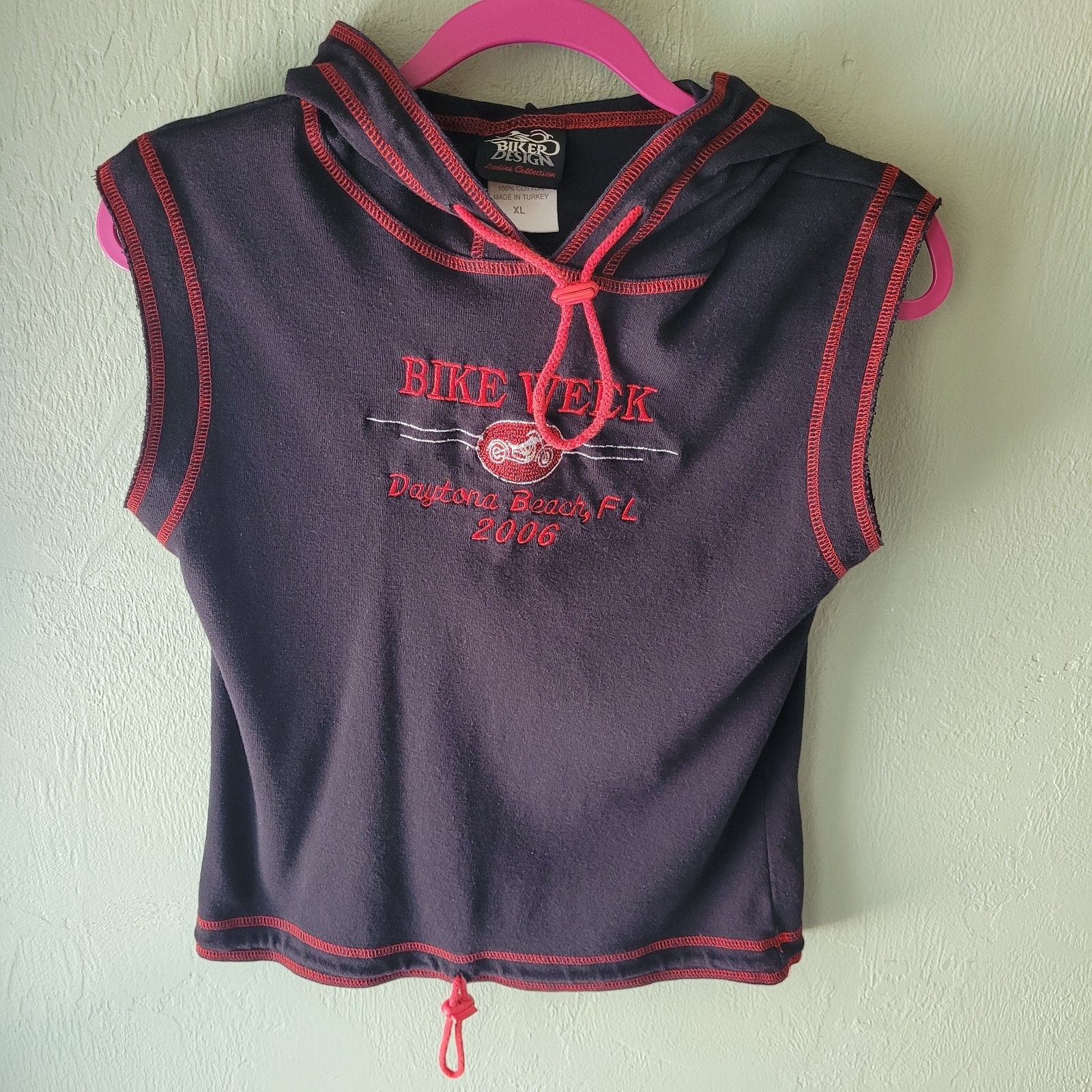 BlackRed Sleeveless Hoodie Daytona Bikeweek 2006 Pullover Wmns Xl
